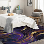 Purple and Gold Rug, 3x4 Rug, Luxury Rugs for Entryway, Abstract Small Area Rug, Washable Rug Non Slip Soft Indoor Carpet, Kids and Pets Friendly, Purple and Gold Home & Room Decor