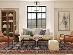Carbon Black with Turkey Red Karjihooz Design with All Over Pattern Vegetable Dyes Pure Wool Soft Pile Hand Knotted Oriental Rug (9'x12')