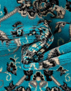 Unique Loom Sialk Hill Collection Area Rug - Washington (8' Square Turquoise/Black)