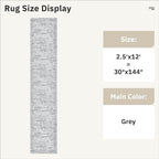 Runner Rug 2'6" x 12' Washable Non-Slip Runner Rugs for Kitchen Bathroom Laundry Room Vintage Ultra Thin Runners for Hallway Entryway Grey