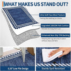 Foldable 5x7 Non Slip Area Rugs for Living Room Dining Room Modern Geometric Washable Non-Shedding Soft Indoor Carpet Bordered Printed Stain Resistant Bedroom Low Pile Rugs, Blue