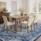 tchdio 8x10 Area Rugs for Living Room, Vintage Non Slip Washable Rug, Soft Low Pile Area Rug Large Floor Indoor Carpet for Bedroom, Dining Room, Office (Blue, 8'x10')