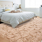Beglad Fluffy Large Area Rugs 8x10 Feet, Modern Minimalist Style Shag Fuzzy Rugs, Non-Slip Indoor Carpet Soft Rugs for Kids Room, Bedroom & Living Room, Beige