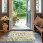EVERGRACE Area Rugs for Entryway 2x3, Boho Floral Faux Wool Indoor Outdoor Small Rugs, Washable Rugs for Bedroom Bathroom Laundry Doormat, Low Pile Floor Mat Carpet for Home Decor, Gray