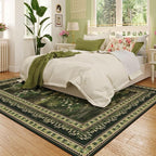 Rugcomf 5x7 Area Rugs Impressionist-Style Vintage Washable Area Rug Non Slip Low Pile Large Rugs for Living Room Bedroom Farmhouse Dining Room Kids Playroom, Green