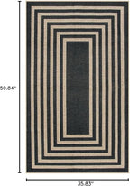 Lahome Modern Geometric Easy Jute Outdoor Rug, 3x5 Black Indoor Outdoor Carpet for Living Room Entryway, Farmhouse Non Slip Non Shedding Washable Area Rug for Patio Courtyard Bedroom