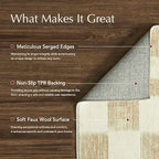 EVERGRACE Checkered Plaid Area Rug, Soft Fuzzy Faux Wool, 2x8, Washable Anti Slip Long Runner Carpet for Entryway, Bedroom, Living Room, Hallway, Kitchen, Dining Room and Laundry, Beige