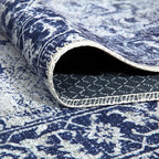 Bloom Rugs Washable Non-Slip 9' x 12' Rug - Blue/Ivory Traditional Area Rug for Living Room, Bedroom, Dining Room, and Kitchen - Exact Size: 9' x 12'