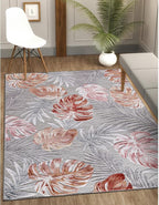 CAMILSON Indoor Outdoor Rug, Multi 7’10”x10’ Leaf Tropical Botanical Area Rugs for Indoor and Outdoor patios, Easy-Cleaning Non-Shedding Living Room, Garden and Kitchen Washable Outside Carpet (8x10)
