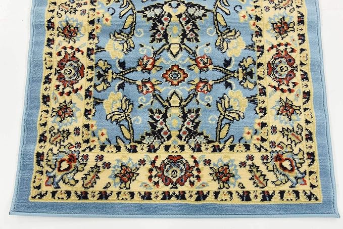 Unique Loom Sialk Hill Collection Area Rug - Washington (2' 7" x 10' Runner Light Blue/Navy Blue)