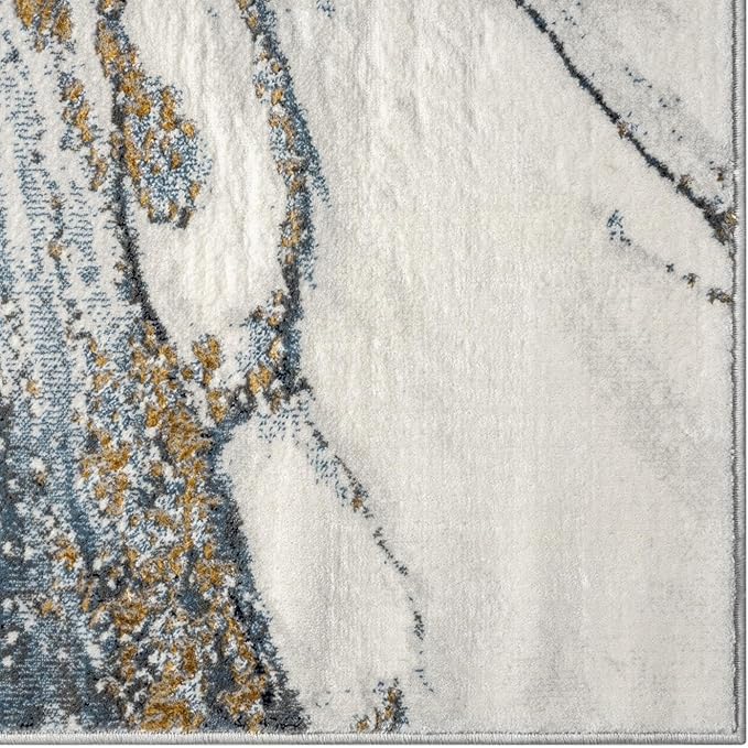 LUXE WEAVERS Marble Effect Abstract Blue 5x7 Area Rug
