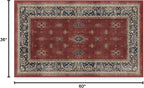 RUGGABLE Washable Vintage Area Rug – Verena Amber Red 3x5, Stain-Resistant, Non-Slip – Small Machine Washable Rugs for Living Room, Bedroom, Hallway, Entryway & Office–with Cushioned Pad