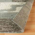 Superior Indoor Area Rug, Jute Backed, Modern Geometric Patchwork Floor Decor for Bedroom, Office, Living Room, Entryway, Hardwood Floors, Rockwood Collection, 3' x 5', Light Blue-Ivory