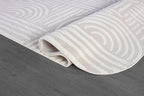 Beverly Rug Modern Geometric Area Rug 6x9 Low-High Pile Durable Soft Abstract Curved Indoor Rugs for Living Dining Room Office Stain Resistant Non Shedding Casual Indoor Carpet Beige White 6 x 9