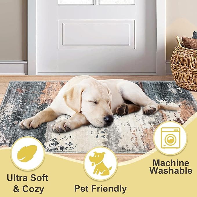 COMSLE Door Mat Soft Absorbent Indoor Front Entryway Rug Machine Washable Entrance Mats for Muddy Paws Non Slip Throw Rugs 20" x 32" Doormat for Inside Foyer Bedroom - Yellow