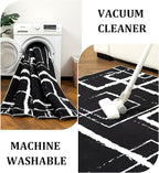 YIHOUSE Black Modern Geometric Area Rug 8x10, Black and White Rug with Abstract Rectangular Patterns,Non-Shedding Washable Rugs for Bedroom, Home Office and Living Room