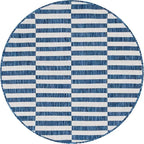 Unique Loom Outdoor Striped Collection Area Rug - Striped (4' 1" Round, Blue/Ivory)