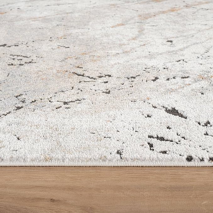 Rugshop Drifted Marble Abstract Area Rug Durable, Kid & Pet Friendly Gray, Ivory, Neutral Tones 7' 10" x 10' Ideal for Sectional Seating Areas, Bedrooms, or Large Dining Spaces