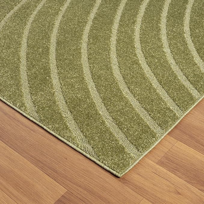LUXE WEAVERS Modern Geometric Wave Green 2x3 Area Rug, Contemporary Stain Resistant Carpet