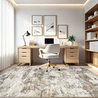 8x10 Area Rugs Living Room: Washable Large Abstract Neutral Modern Soft Rug Stain Resistant Indoor Floor Non-Slip Accent Carpet for Bedroom Nursery Playroom Dining Room Office Dorm Home- Brown Yellow