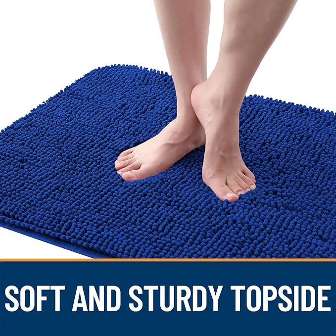 OLANLY Dog Door Mat for Muddy Paws 47x24, Absorbs Moisture and Dirt, Absorbent Non-Slip Washable Doormat, Quick Dry Chenille Mud Mat for Dogs, Entry Indoor Entryway Carpet for Inside Floor, Royal Blue