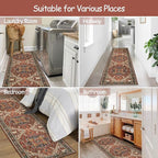 Moynesa Ultra-Thin Washable Runner Rug - 2x7 Low Pile Kitchen Rug Runners for Hallways, Boho Non-Slip Low Pile Indoor Throw Carpet Runner for Living Room Bedroom Bathroom Floor Camper, Brown