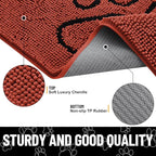 Smiry Dog Door Mat for Muddy Paws, Absorbent Dirt Trapper Non Slip Quick Dry Washable Chenille Mat for Mud Dogs, Entry Rug for Indoor and Outdoor (36x24 Inches, Maple Red and Black)