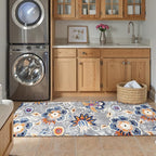 Lahome Floral Hallway Runner - 2x6 Washable Non-Slip Kitchen Runner Rug, Throw Lightweight Soft Bathroom Runner Rug Grey Paisley Print Indoor Carpet Runner for Entrance Bedroom Laundry Living Room
