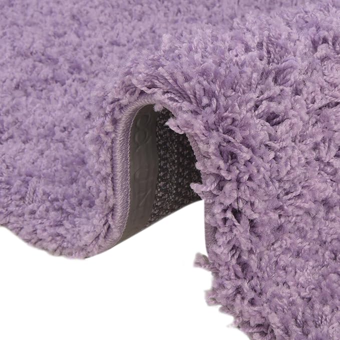 Unique Loom Solid Shag Collection Area Rug (5' 3" Round, Lilac)