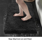 Bathroom Rug 24x48 Non Slip Fluffy Bath Mat for Bathroom Floor Washable Plush Luxury Bath Rug for Tub Soft Shower Mat, Black