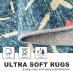 KILOCOCO Hallway Runner Rug 2.6'x12' Runners for Hallways Washable Runner Soft Non Slip Printed Geometric Low-Pile Rugs Runners for Bedroom Kitchen Living Room Boho Rugs, Teal/Blue