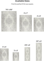 ReaLife Rugs Machine Washable Area Rug - Living Room Bedroom Bathroom Kitchen Entryway Office - Padded Low Pile Stain Resistant Premium - Boho Farmhouse Vintage - Paige - Ivory 4' x 6'