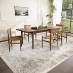 Area Rug 9x12 Washable Rug, Vintage Boho Medallion Rugs Non-Slip Soft Low Pile Large Distressed Rug Indoor Retro Carpet for Living Room Bedroom Dining Room Home Office (Taupe, 9'x12')
