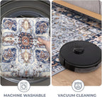 KOZYFLY Boho Area Rug 3x5 Ft Rugs for Entryway Washable Entry Rug Non Slip Door Mat Indoor Entrance Printed Faux Wool Throw Rugs for Entrance Front Porch Kitchen Living Room, Blue Gray/Cream