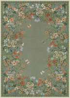 Lahome Boho Floral Green Washable 5x7 Area Rugs for Living Room, Non Slip Rugs for Bedroom, Indoor Throw Dining Room Carpet for Under Table Entryway Kitchen Office(Green,5x7)
