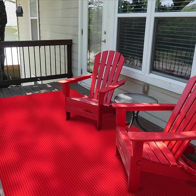 Ottomanson 3'11" x 37' Hallway Runner with Scraper Pile - Extra Durable Non-Slip Rug Mat for Indoor & Outdoor Use - Ideal for Kitchen, Entryway & Garage - High-Traffic Carpet, Red