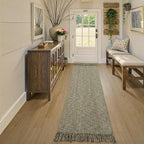 Collive Long Hallway Runner Rug 2.6' x 10', Washable Runner Indoor Entryway Runner Rug, Braided Woven Kitchen Runner Rugs Natural/Green Reversible Bedroom Carpet for Laundry Room Doorway