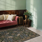 Washable 4x6 Area Rug for Living Room - Moody Accent Rug for Kitchen, Office, Large Entryway, Rustic Botanical Decor, Non-Slip Low Pile Ultra Soft Carpet