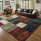 DweIke Washable Area Rugs for Living Room, 6x9 Large Bedroom Rugs, Geometric Print Non Slip Low Pile Indoor Throw Carpets for Bedroom Apartment Dining Room Home Office Hardwood Floor, Colorful