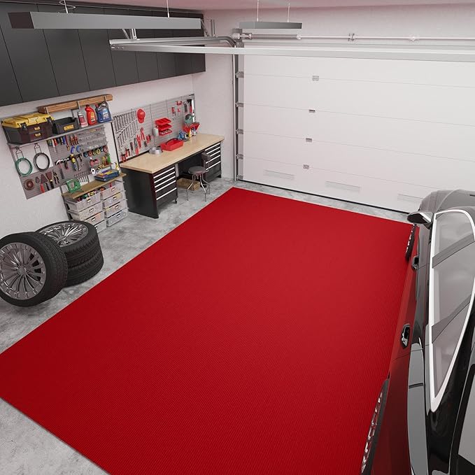 Ottomanson 6'6" x 41' Hallway Runner with Scraper Pile Extra Durable Non-Slip Rug Mat for Indoor & Outdoor Use - Ideal for Kitchen, Entryway, Patio & Garage - High-Traffic Carpet, Red