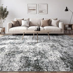 Area Rug Living Room Rugs - 10x12 Washable Large Soft Indoor Neutral Modern Abstract Low Pile Rug Carpet for Bedroom Dining Room Farmhouse Home Office - Grey