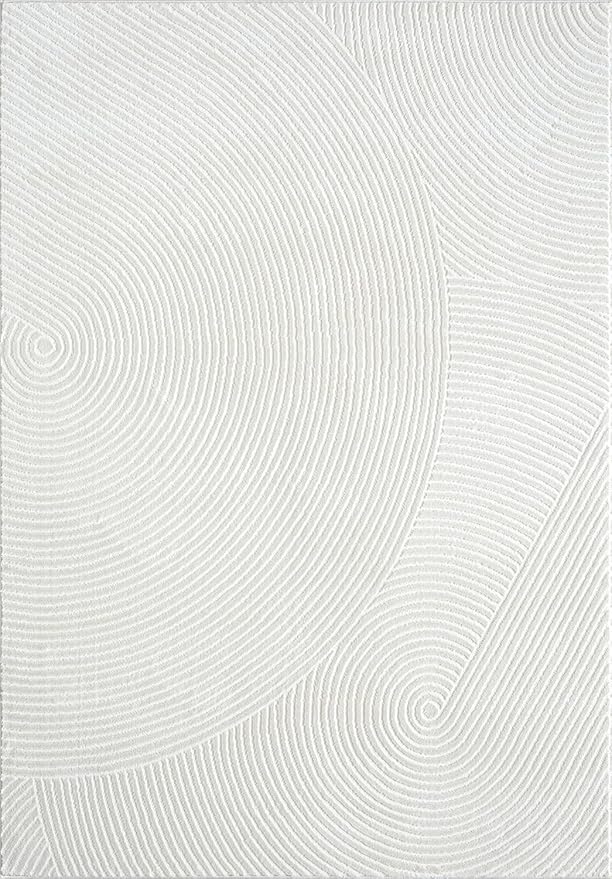 Abani Cream Area Rug 9' x 12' for Living Room, Bedroom - Zen Reiki Circles Pattern - Durable & Easy to Clean