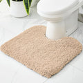 Beige Toilet Rug 22x24 Non Slip Fluffy Toilet Floor Mat U Shaped Washable Bathroom Contour Rug for Toilet Absorbent Thick Toilet Carpet