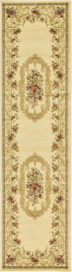 Unique Loom Versailles Collection Traditional Classic Floral Motif Area Rug (2' 7 x 10' 0 Runner, Ivory/ Tan)