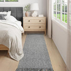 Collive Long Hallway Runner Rug 2.6' x 8', Washable Runners Indoor Entryway Rug, Grey/Cream Braided Woven Kitchen Rugs Low-Profile Front Door Floor Carpet for Laundry Room Bedroom Doorway