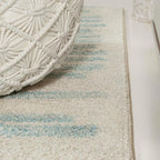 JONATHAN Y Khalil Modern Berber Stripe Cream/Turquoise Runner Rug, 2x8, Contemporary, Bohemian, Easy-Cleaning for Living Room, Bedroom, Kitchen, Pet Friendly, Non-Shedding (MOH207B-28)