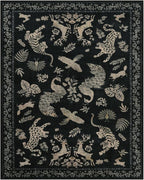 Moynesa Vintage Animal Washable Area Rugs 8x10, Retro Black Gold Area Rug for Living Room Bedroom Dining Room Office Study, Low Pile Soft Non Slip Stain-Resistant Carpets for Home Decor