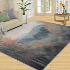 3x4 Autumn Forest Rugs for Entryway - Mountain Scenery Kids Bedroom Rug, Oriental Charm Mudroom Rug Soft for Coffee Shop Living Room Under Table Game Room