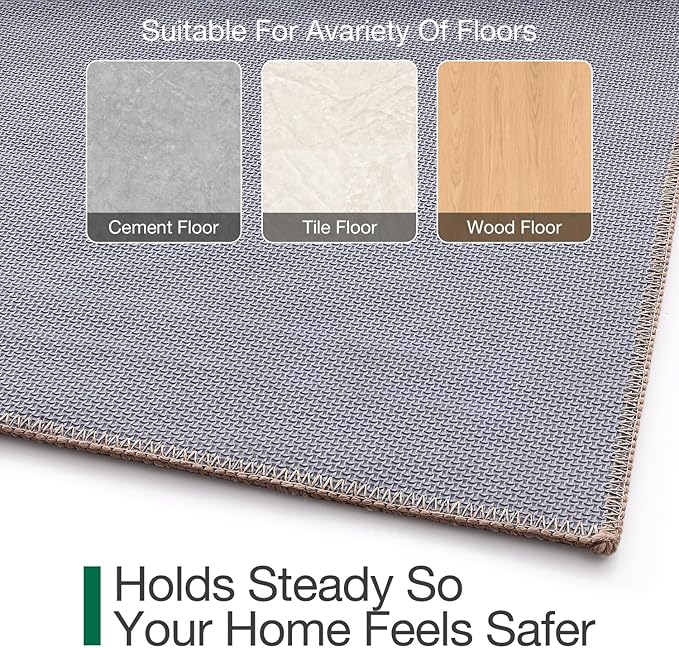 LUMI Door Mat Indoor Entrance 48"x72", Front Welcome Mat with Non-Slip Rubber Backing, Low Profile Dirt Trapper Inside Doormat for Entrance, Garage, Patio, Beige