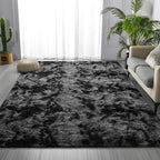 Large Shag Area Rugs 6 x 9, Tie-Dyed Plush Fuzzy Rugs for Living Room, Ultra Soft Fluffy Furry Rug for Bedroom, Indoor Carpet Nursery Rugs for Kids Room Home Decor, Dark Grey